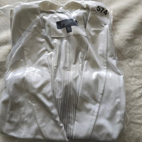 Talbots Women’s 100% Linen Blazer White Size 8P Single Button Lined NWOT - Picture 8 of 8